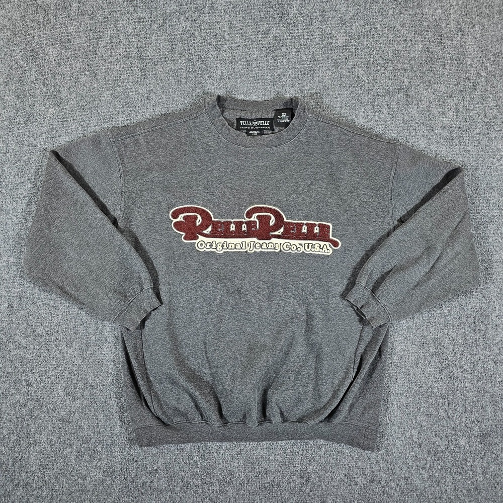 90s Y2K Pelle Pelle Fuzzy Graphic Sweatshirt Gray/Red Men's Size XL Baggy 2000's